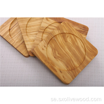 Olive Wood Coaster Set med 4